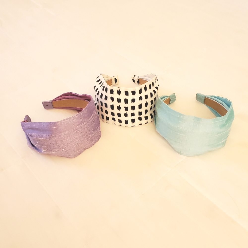 Headband LAVENDER purple color Silk Dupioni - wide. - Picture 15 of 17